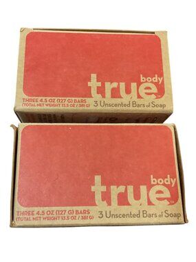 True Body 3 Unscented Bars Of Soap 4.5oz Natural Vegan No Synthetic Ingredients
